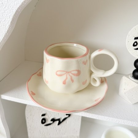 مج هاند ميد ايد حلقتين فيونكة وقلوب زهرية