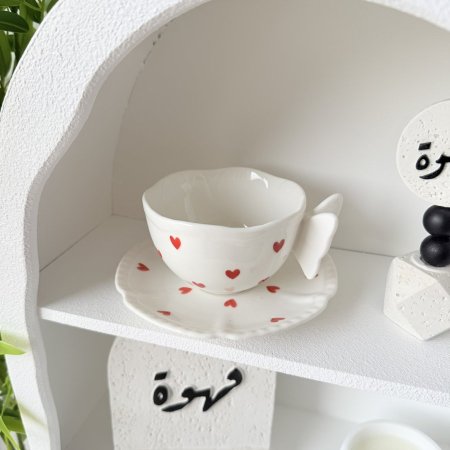 مج هاند ميد ايد فراشة قلوب احمر