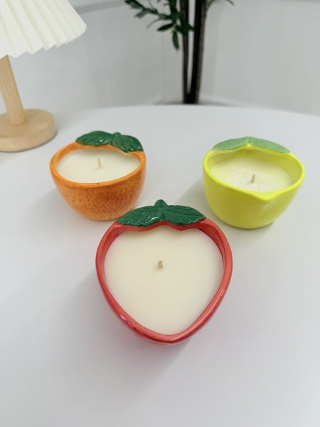 شمع معطر فواكه علبة بورسلان شكل فاكهة