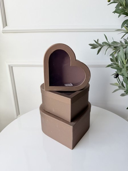 طقم صناديق كرتون 3 قطع شكل قلب