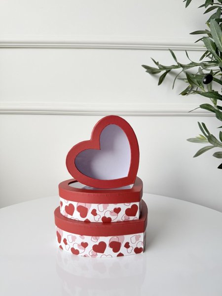 طقم صناديق كرتون قلب 3 قطع