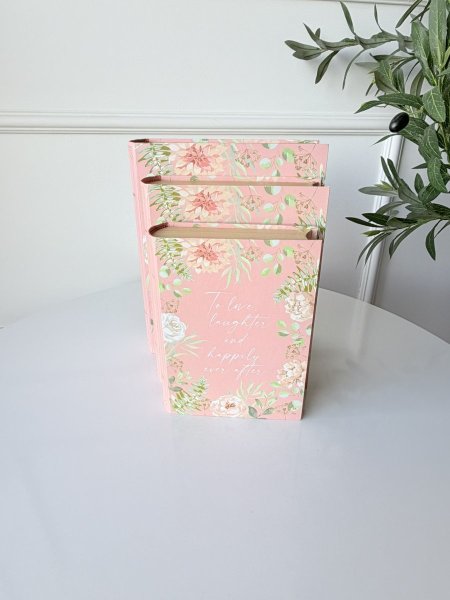 طقم صناديق كرتون  شكل كتاب 3 قطع