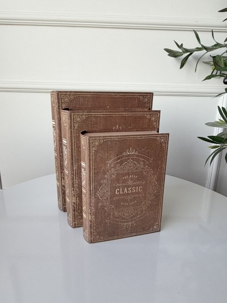 طقم صناديق كرتون  شكل كتاب 3 قطع