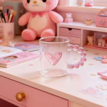 مج زجاج قلب نافر