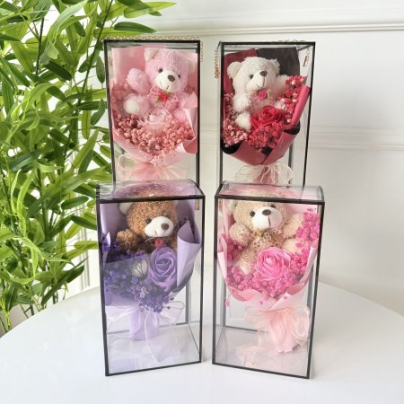 بوكيه ورد مع دب