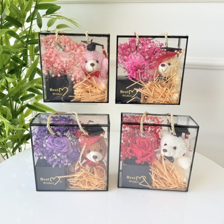 بوكيه ورد مع دب تخرج