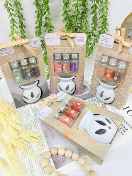 مبخرة زيت مع 3 زيوت عطرية