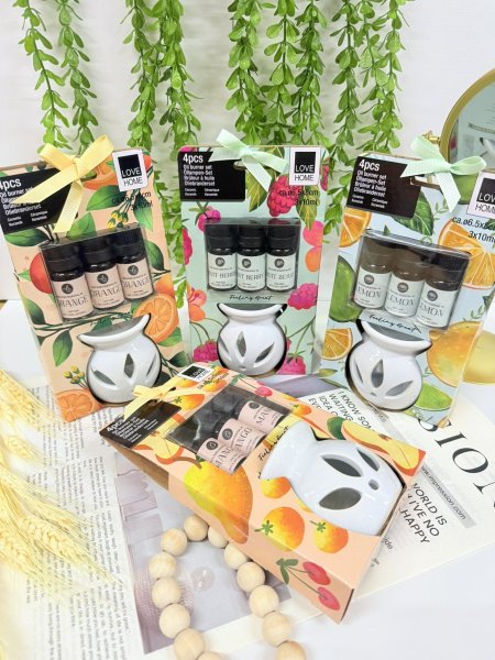 مبخرة زيت مع 3 زيوت عطرية