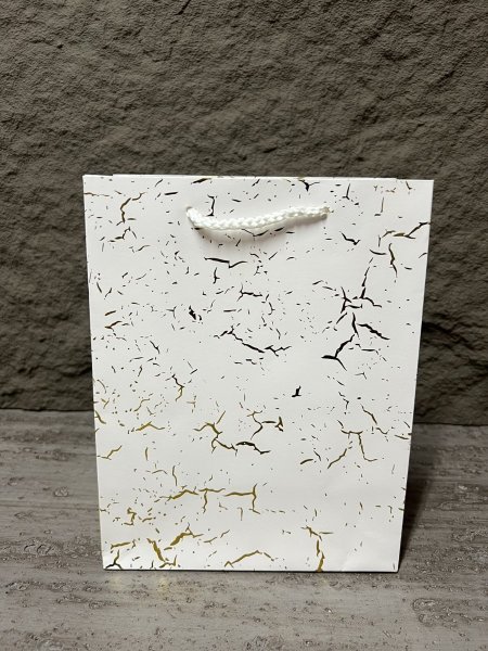 كيس هدايا ماربل ابيص وذهبي