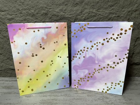 كيس هدايا كرتون ملون مذهب حجم كبير