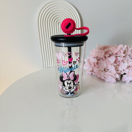 كاسة زجاج حجم كبير مع مصاصة ميني ماوس