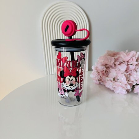 كاسة زجاج حجم كبير مع مصاصة ميني ماوس
