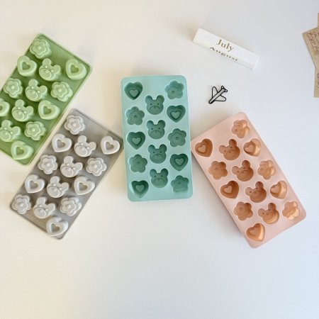قالب ثلج سيليكون شكل دب ووردة وقلب