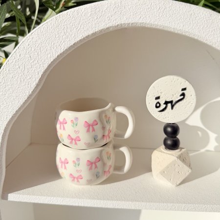 فنجان قهوة هاند ميد ورد وفيونكات بسعر العرض جملة ومفرق