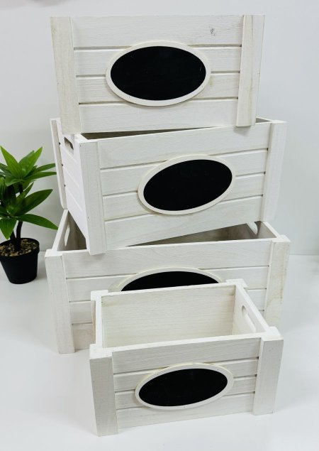 طقم صناديق خشب 4 قطع مستطيل مع لوح احجام كبيرة