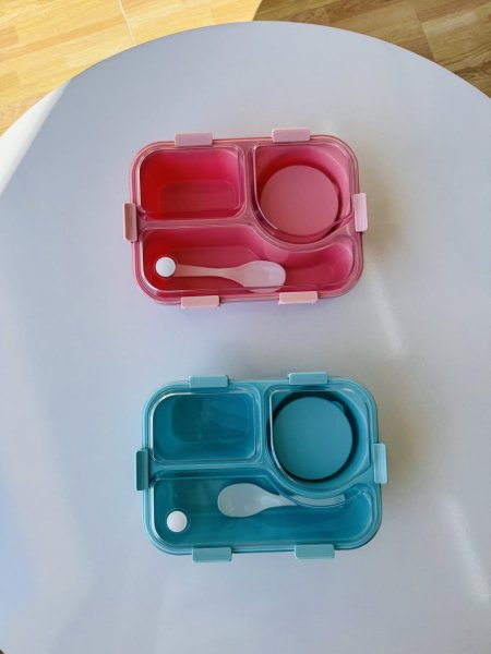 لنش بوكس بلاستك مع علبة ل الصوص