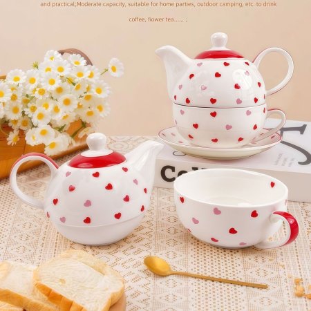 طقم ابريق وفنجان قلوب