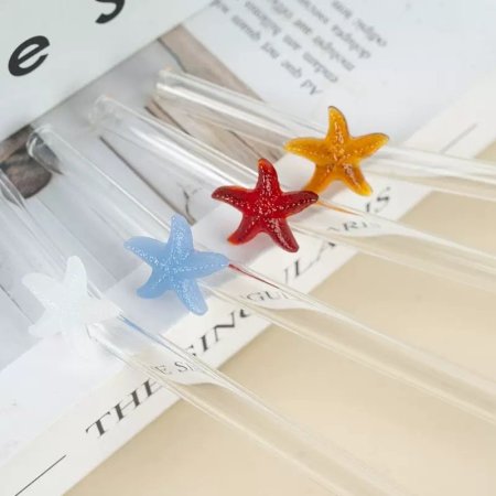 طقم مصاصات نجمة 4 مصاصات وفرشاية