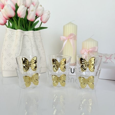 فنجان اسبرسو ايد فراشة ذهبي