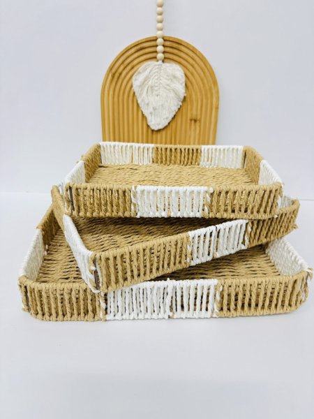 طقم صواني قش 3 قطع مستطيل