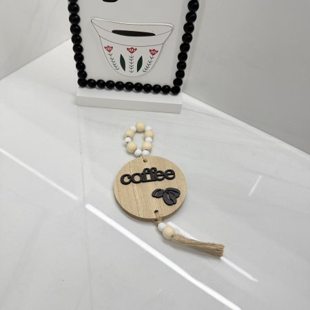 تعليفة خشب دائرية قهوة