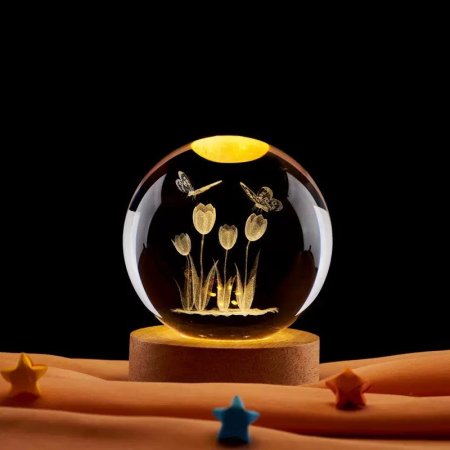 بلورة كريستال usb حجم كبير ورد