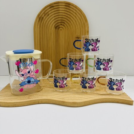 طقم ابريق مع 6 فناجين قهوة ستيتش