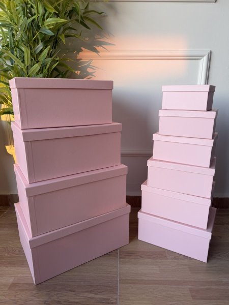 طقم صناديق كرتون 10 قطع لون زهري بارد