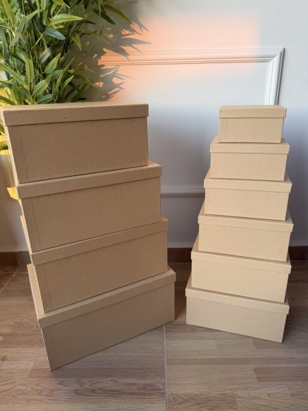 طقم صناديق كرتون 10 قطع لون بني ورق