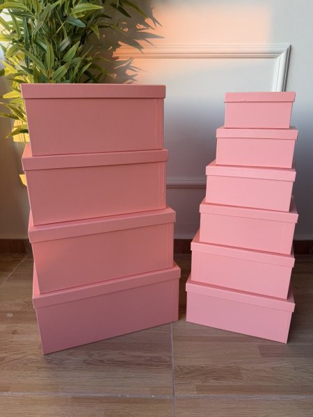 طقم صناديق كرتون 10 قطع لون زهري