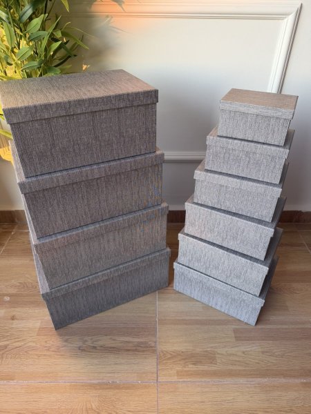 طقم صناديق كرتون 10 قطع لون فضي مخطط