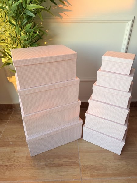 طقم صناديق كرتون 10 قطع لون زهري كروهات صغيرة